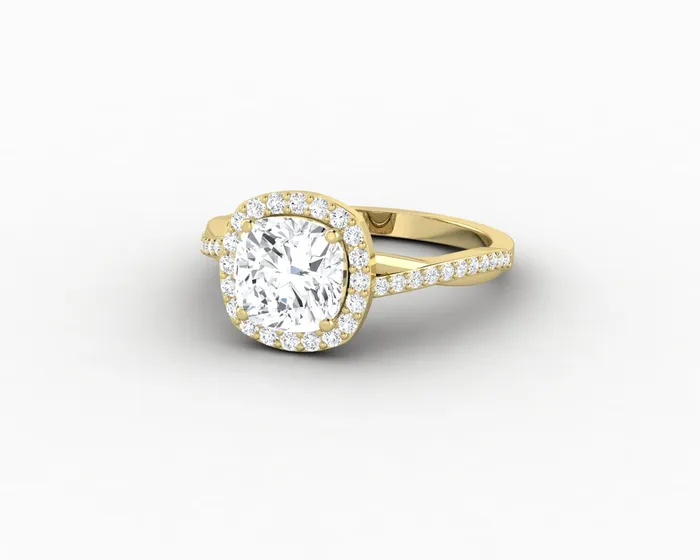 Rings Sapheena Jewelry Demi 15 Ct Cushion Cut Halo Engagement Ring with Side Stones
