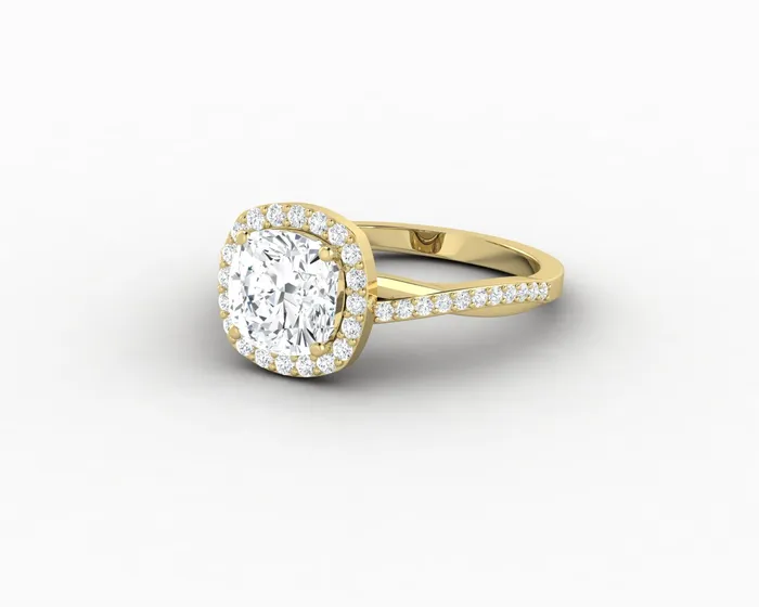 Rings Sapheena Jewelry Demi 15 Ct Cushion Cut Halo Engagement Ring with Side Stones
