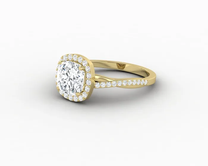 Rings Sapheena Jewelry Demi 15 Ct Cushion Cut Halo Engagement Ring with Side Stones