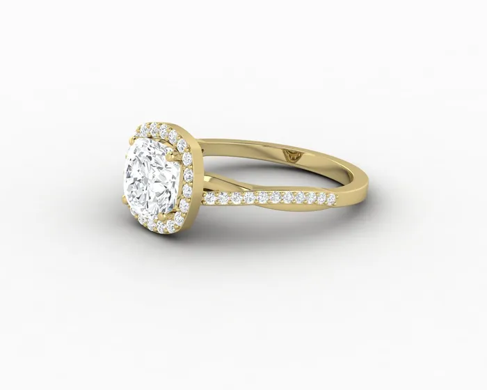 Rings Sapheena Jewelry Demi 15 Ct Cushion Cut Halo Engagement Ring with Side Stones
