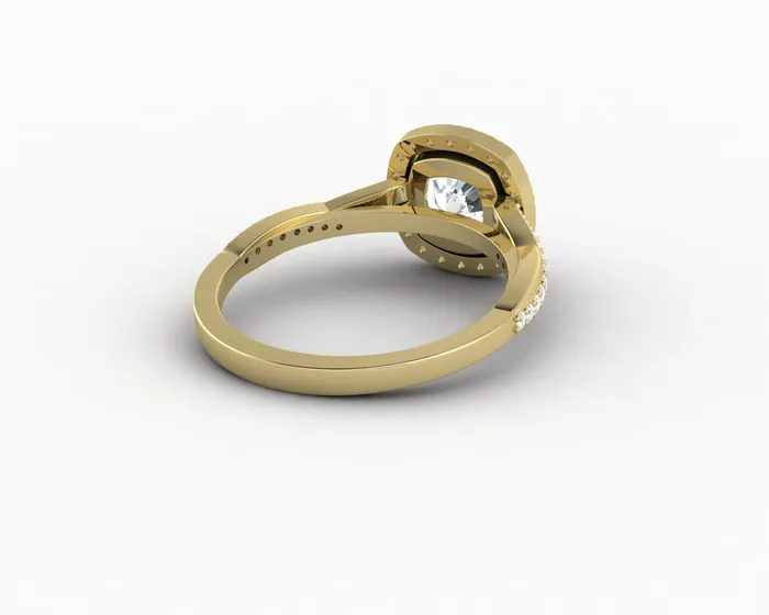 Rings Sapheena Jewelry Demi 15 Ct Cushion Cut Halo Engagement Ring with Side Stones
