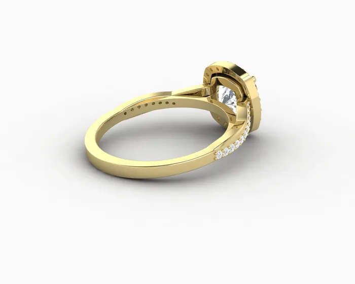 Rings Sapheena Jewelry Demi 15 Ct Cushion Cut Halo Engagement Ring with Side Stones