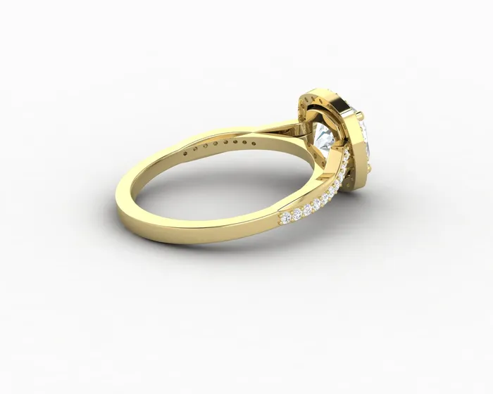 Rings Sapheena Jewelry Demi 15 Ct Cushion Cut Halo Engagement Ring with Side Stones