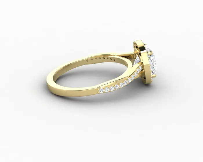 Rings Sapheena Jewelry Demi 15 Ct Cushion Cut Halo Engagement Ring with Side Stones