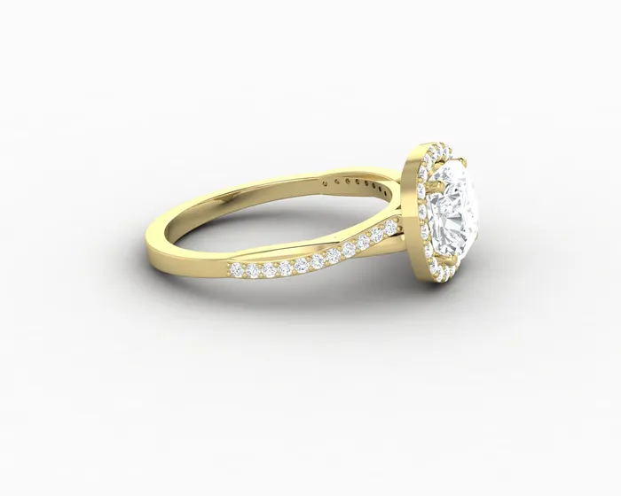 Rings Sapheena Jewelry Demi 15 Ct Cushion Cut Halo Engagement Ring with Side Stones