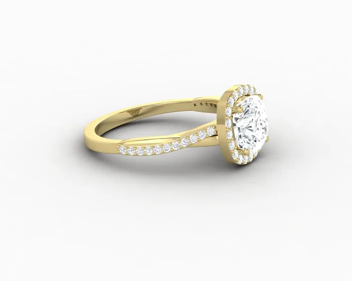 Rings Sapheena Jewelry Demi 15 Ct Cushion Cut Halo Engagement Ring with Side Stones