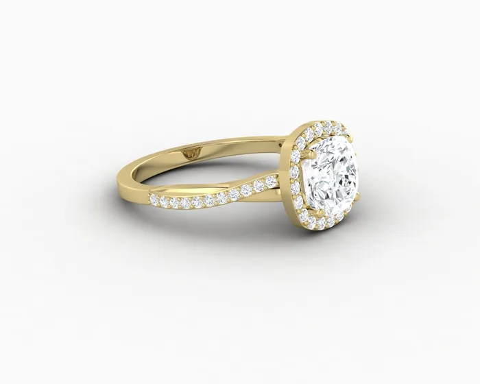 Rings Sapheena Jewelry Demi 15 Ct Cushion Cut Halo Engagement Ring with Side Stones