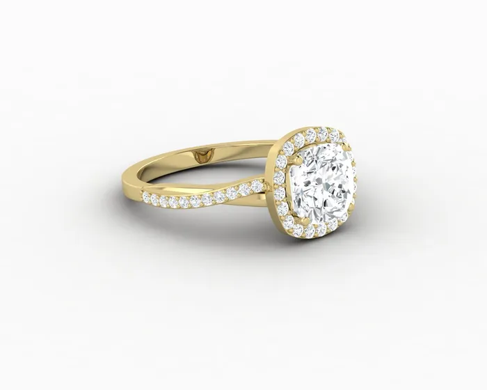 Rings Sapheena Jewelry Demi 15 Ct Cushion Cut Halo Engagement Ring with Side Stones