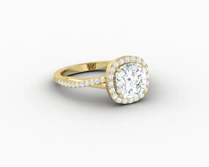 Rings Sapheena Jewelry Demi 15 Ct Cushion Cut Halo Engagement Ring with Side Stones