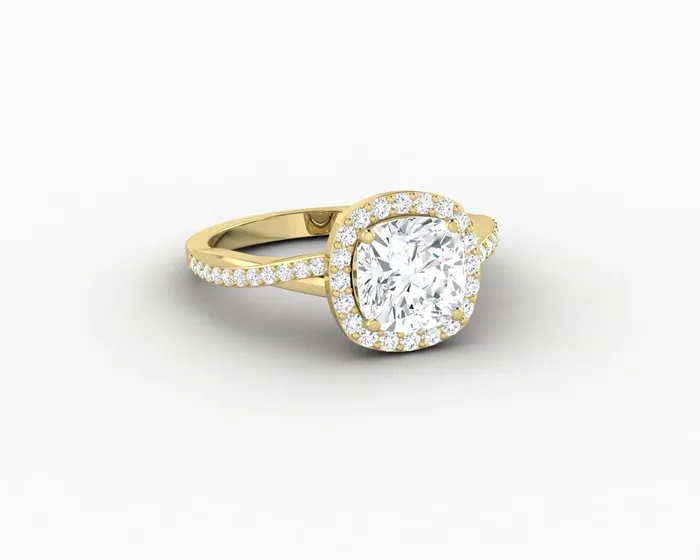 Rings Sapheena Jewelry Demi 15 Ct Cushion Cut Halo Engagement Ring with Side Stones