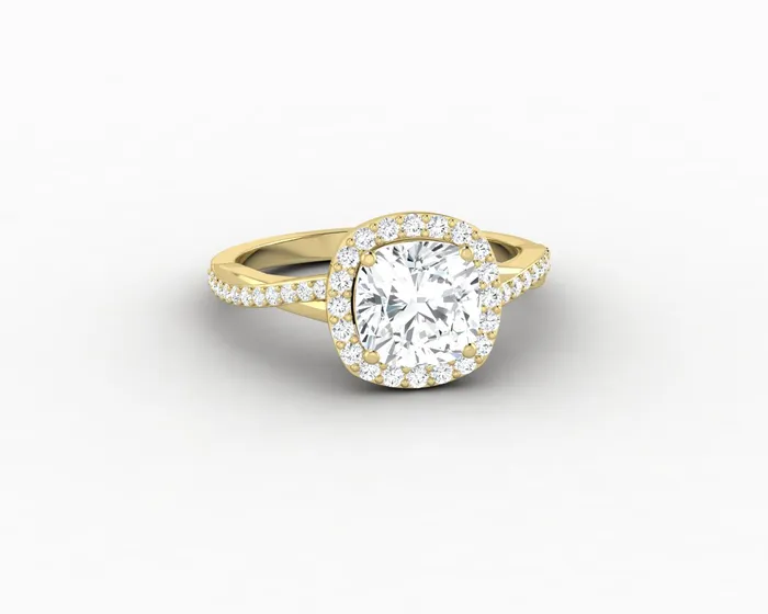 Rings Sapheena Jewelry Demi 15 Ct Cushion Cut Halo Engagement Ring with Side Stones