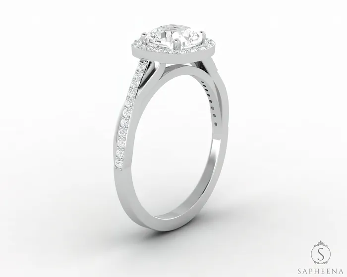 Rings Sapheena Jewelry Demi 15 Ct Cushion Cut Halo Engagement Ring with Side Stones