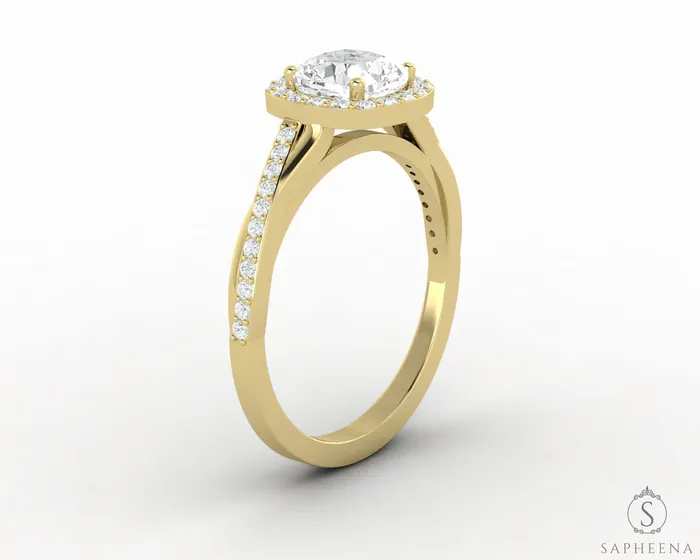 Rings Sapheena Jewelry Demi 15 Ct Cushion Cut Halo Engagement Ring with Side Stones