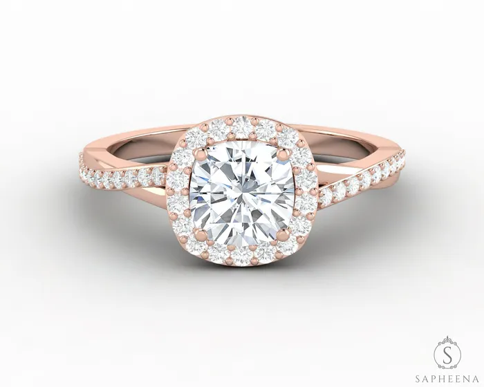 Rings Sapheena Jewelry Demi 15 Ct Cushion Cut Halo Engagement Ring with Side Stones