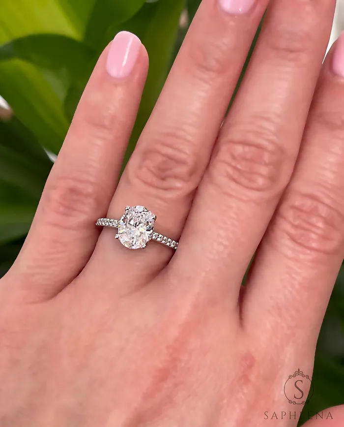 Rings Sapheena Jewelry Larisa 15 Ct Oval Cut Engagement Ring with Side Stones