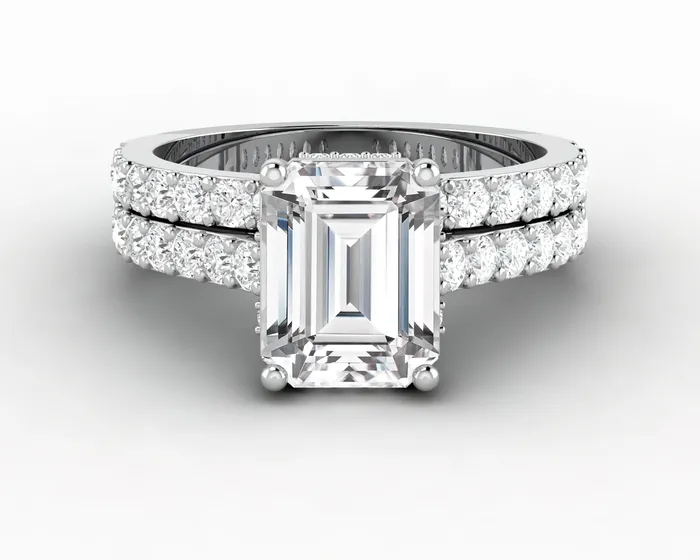 Rings Sapheena Jewelry Luna 25 Ct Solitaire Emerald Cut Bridal Set