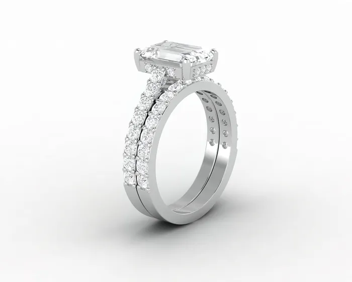 Rings Sapheena Jewelry Luna 25 Ct Solitaire Emerald Cut Bridal Set