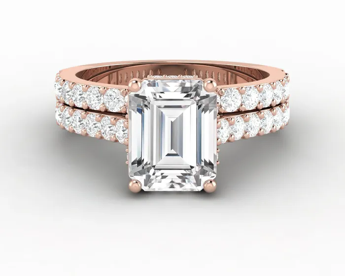 Rings Sapheena Jewelry Luna 25 Ct Solitaire Emerald Cut Bridal Set