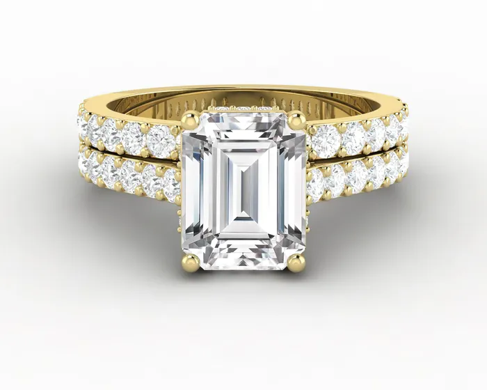 Rings Sapheena Jewelry Luna 25 Ct Solitaire Emerald Cut Bridal Set