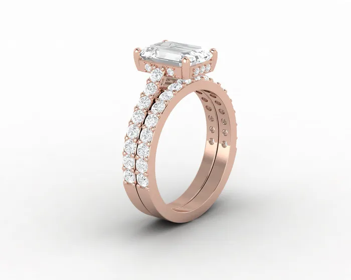 Rings Sapheena Jewelry Luna 25 Ct Solitaire Emerald Cut Bridal Set