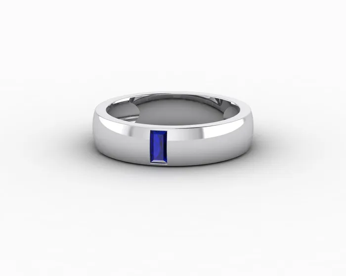 Rings Sapheena Jewelry Mariana 45mm Mens Blue Sapphire Baguette Wedding Band