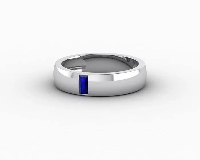 Rings Sapheena Jewelry Mariana 45mm Mens Blue Sapphire Baguette Wedding Band