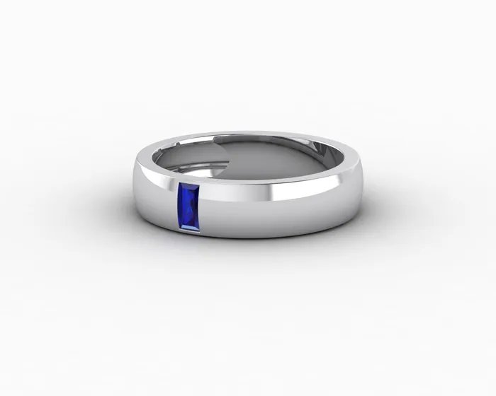 Rings Sapheena Jewelry Mariana 45mm Mens Blue Sapphire Baguette Wedding Band