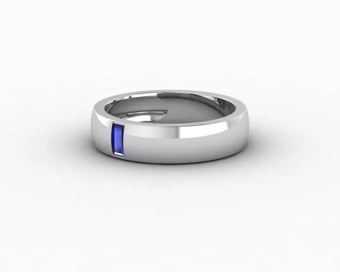 Rings Sapheena Jewelry Mariana 45mm Mens Blue Sapphire Baguette Wedding Band