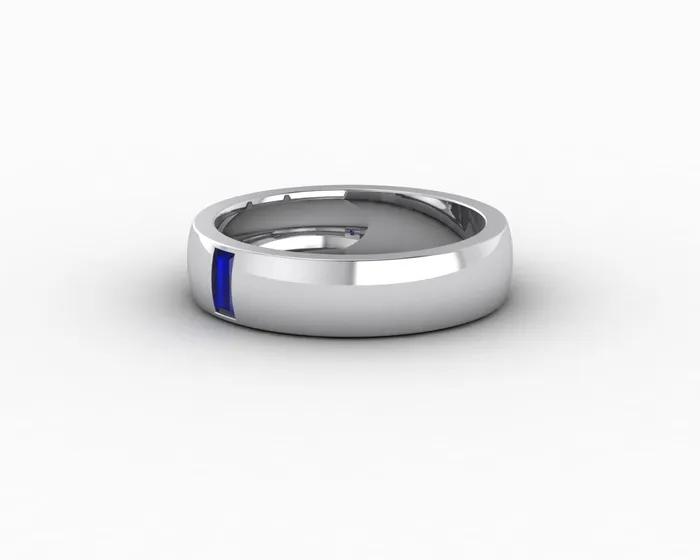 Rings Sapheena Jewelry Mariana 45mm Mens Blue Sapphire Baguette Wedding Band
