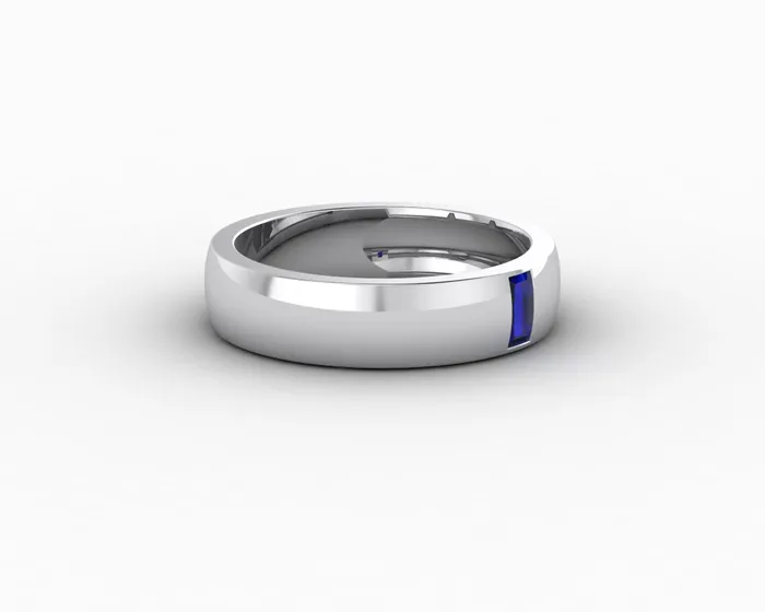 Rings Sapheena Jewelry Mariana 45mm Mens Blue Sapphire Baguette Wedding Band