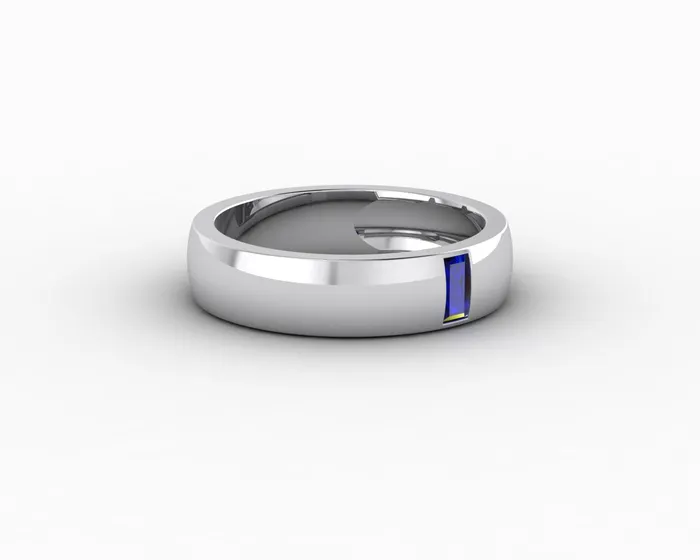Rings Sapheena Jewelry Mariana 45mm Mens Blue Sapphire Baguette Wedding Band