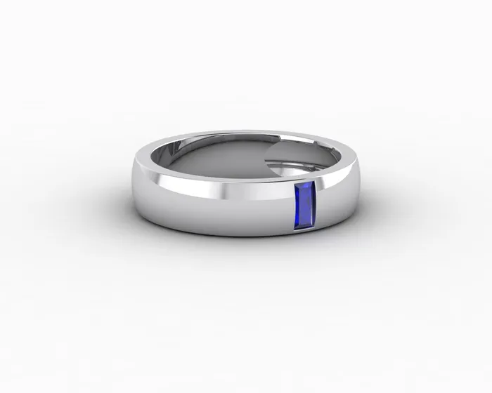 Rings Sapheena Jewelry Mariana 45mm Mens Blue Sapphire Baguette Wedding Band