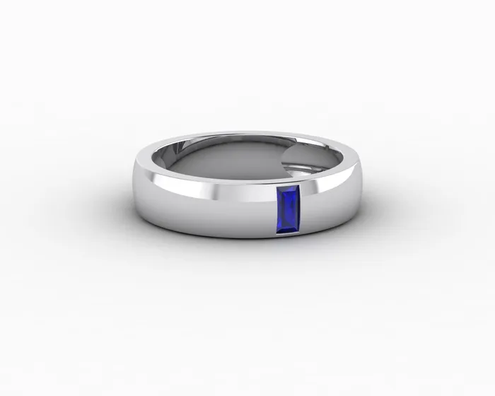Rings Sapheena Jewelry Mariana 45mm Mens Blue Sapphire Baguette Wedding Band