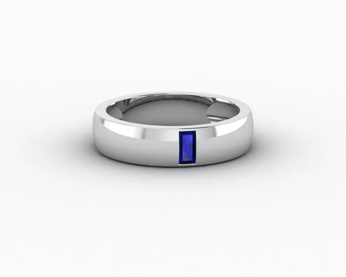 Rings Sapheena Jewelry Mariana 45mm Mens Blue Sapphire Baguette Wedding Band