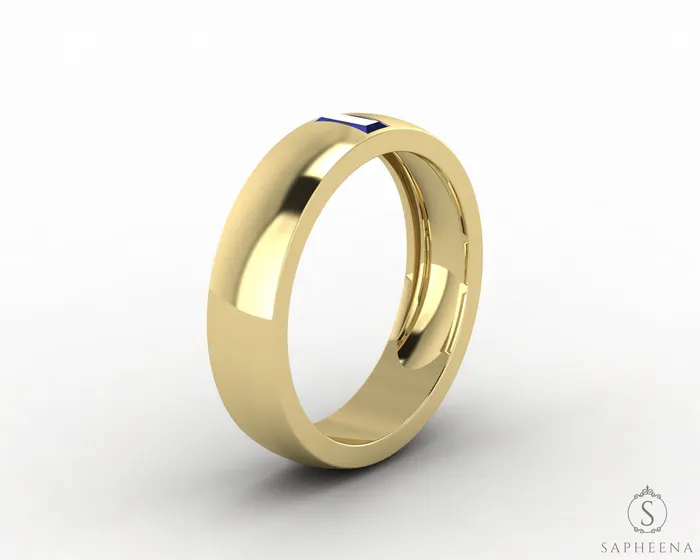 Rings Sapheena Jewelry Mariana 45mm Mens Blue Sapphire Baguette Wedding Band
