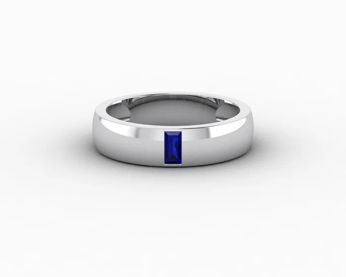Rings Sapheena Jewelry Mariana 45mm Mens Blue Sapphire Baguette Wedding Band