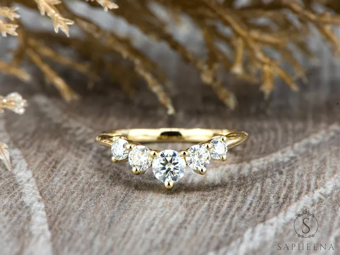 Rings Sapheena Jewelry Paige 35 Ct Curved Wedding Band