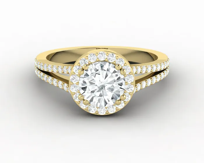 Rings Sapheena Jewelry Talya 10 Ct Round Cut Halo Engagement Ring with Side Stones Rings Sapheena Jewelry Talya 10 Ct Round Cut Halo Engagement Ring with Side Stones