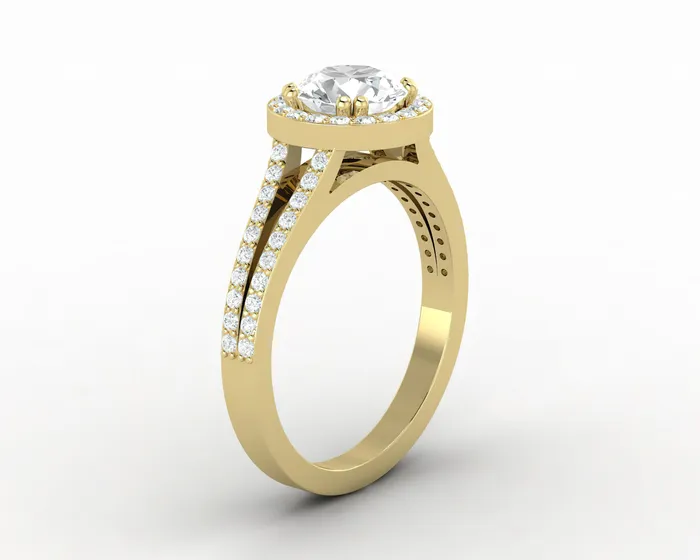 Rings Sapheena Jewelry Talya 10 Ct Round Cut Halo Engagement Ring with Side Stones
