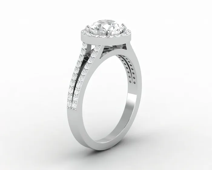 Rings Sapheena Jewelry Talya 10 Ct Round Cut Halo Engagement Ring with Side Stones