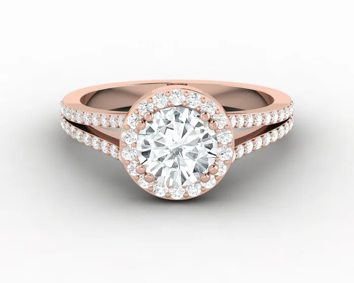 Rings Sapheena Jewelry Talya 10 Ct Round Cut Halo Engagement Ring with Side Stones