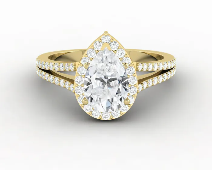 Rings Talya 125 Ct Pear Cut Halo Engagement Ring with Side Stones Sapheena Jewelry Rings Talya 125 Ct Pear Cut Halo Engagement Ring with Side Stones Sapheena Jewelry