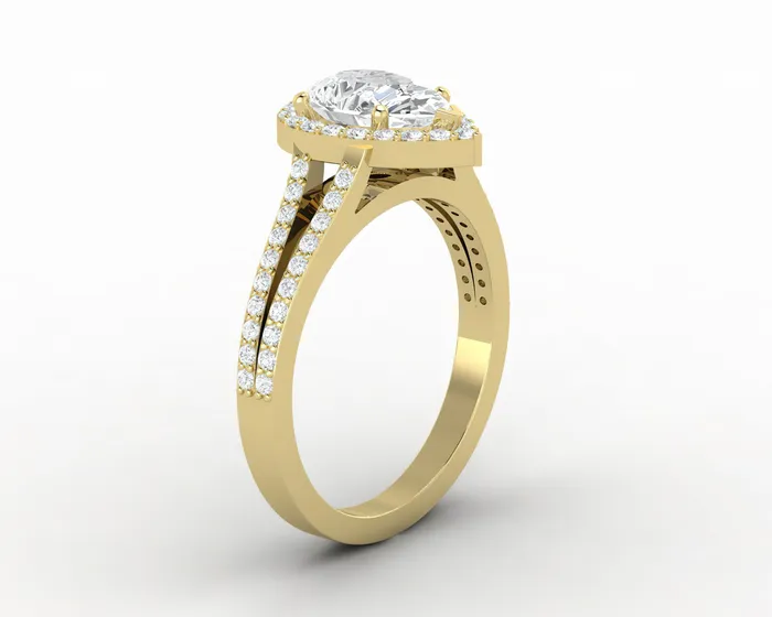 Rings Talya 125 Ct Pear Cut Halo Engagement Ring with Side Stones Sapheena Jewelry