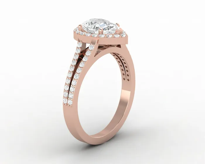 Rings Talya 125 Ct Pear Cut Halo Engagement Ring with Side Stones Sapheena Jewelry