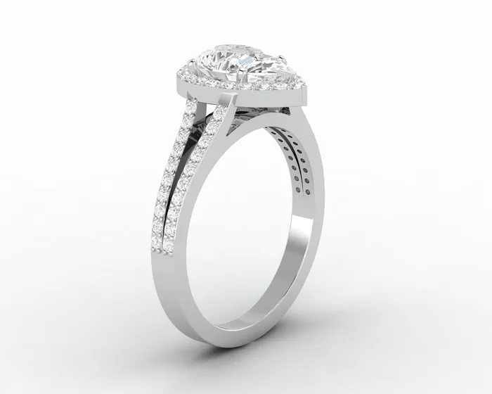 Rings Talya 125 Ct Pear Cut Halo Engagement Ring with Side Stones Sapheena Jewelry