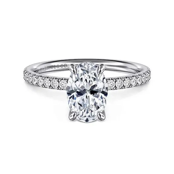 Rings Twain 14K White Gold Oval Diamond Engagement Ring Setting Only GABRIEL CO Rings Twain 14K White Gold Oval Diamond Engagement Ring Setting Only GABRIEL CO