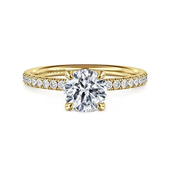 Rings Twain 14K Yellow Gold Round Diamond Engagement Ring Setting Only GABRIEL CO Rings Twain 14K Yellow Gold Round Diamond Engagement Ring Setting Only GABRIEL CO