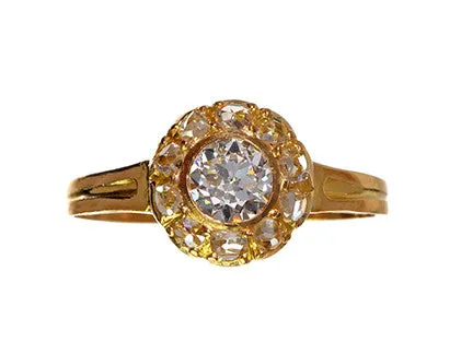 Rings Victorian Cluster Diamond Ring Bell Bird Antiques