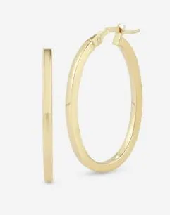 ROBERTO COIN 18K YELLOW DESIGNER GOLD THE PERFECT HOOP SMALL SQUARE EDGED OVAL EARRINGS Earrings ROBERTO COIN 18K YELLOW DESIGNER GOLD THE PERFECT HOOP SMALL SQUARE EDGED OVAL EARRINGS Earrings