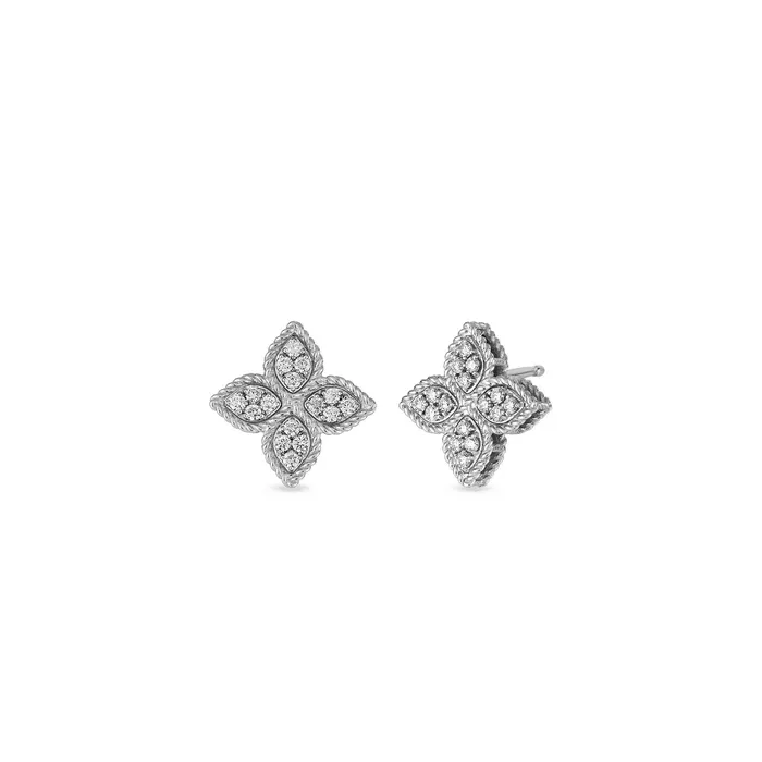 ROBERTO COIN Earrings 18K WHITE GOLD PRINCESS FLOWER MEDIUM DIAMOND STUD EARRINGS ROBERTO COIN Earrings 18K WHITE GOLD PRINCESS FLOWER MEDIUM DIAMOND STUD EARRINGS